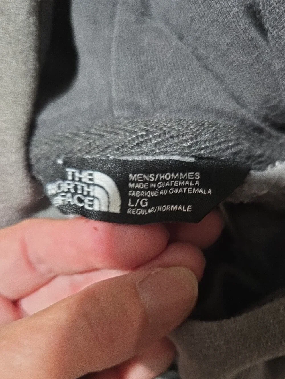 The North Face Men's Slate Gray Hoodie with Yellow Logo Accent Sz L
